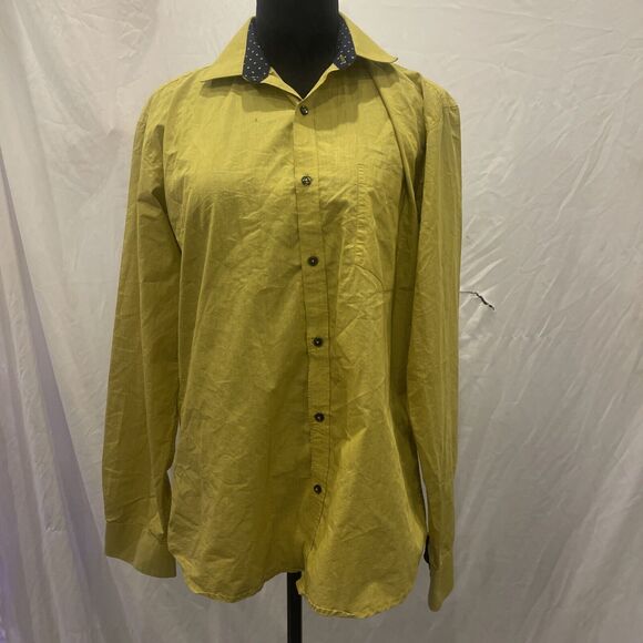 Mens mustard yellow button down shirt Tascawa Bollywood - Picture 1 of 10